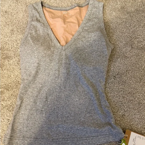 Ogl Stretchy V-neck Cotton New Airy Brami Tank - Heather Grey Small New - Picture 7 of 9